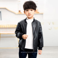 Autumn Boys Letter Printing Leather Black Jacket Kids Stylish Windproof Jacket Coat